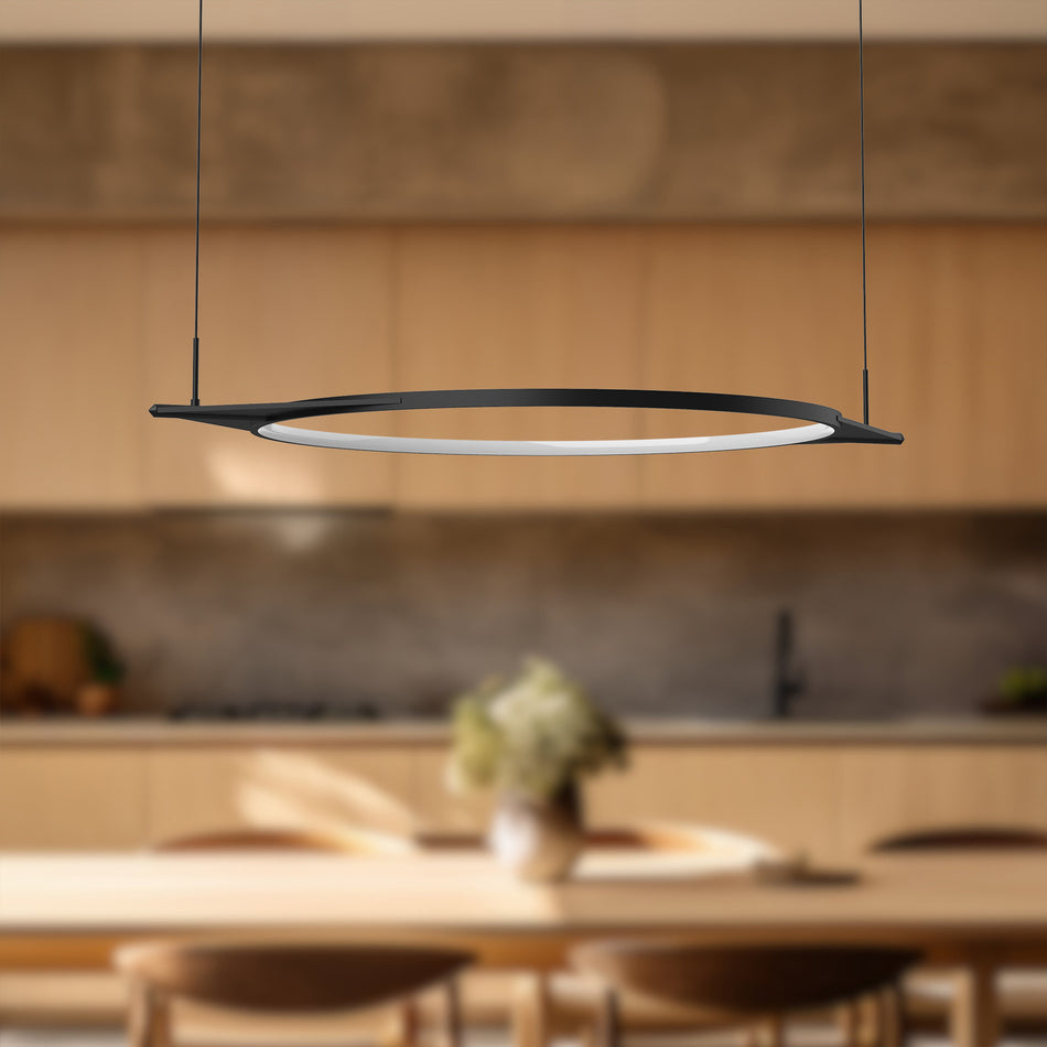 Serif 36-in Black LED Pendant by KUZCO