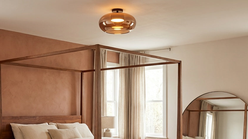 Trinity 14-in Black/Copper LED Flush Mount