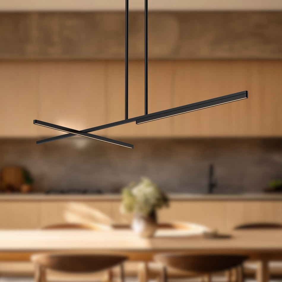 Shift 48-in Black LED Linear Pendant by KUZCO
