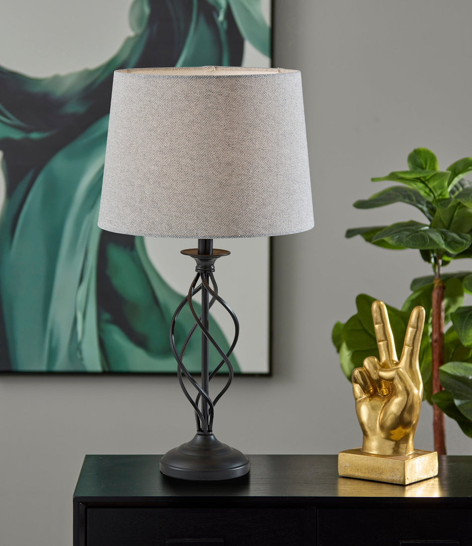 Darcy Table Lamp- Grey Drum Shade