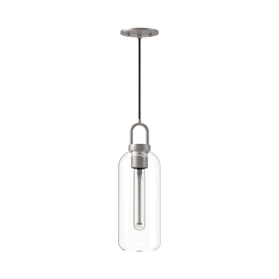 Soji 5-in Brushed Nickel/Clear Glass 1 Light Pendant