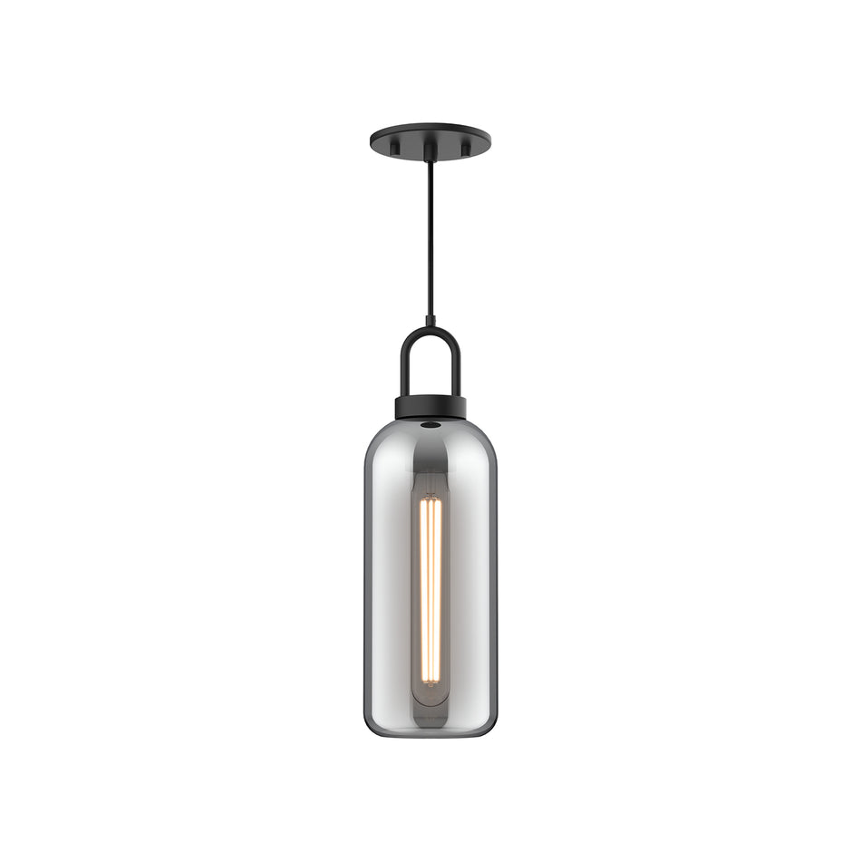 Soji 5-in Matte Black/Smoked Solid Glass 1 Light Pendant