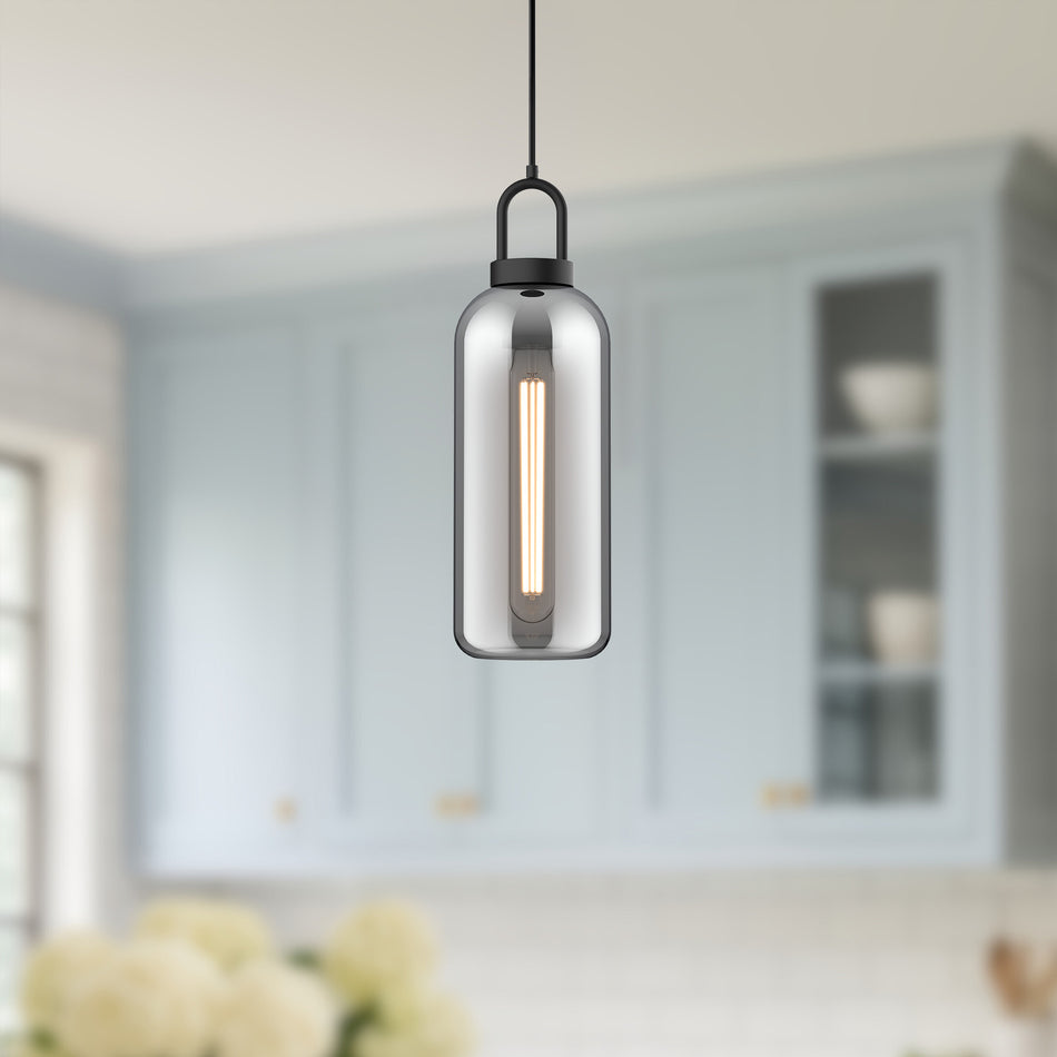 Soji 5-in Matte Black/Smoked Solid Glass 1 Light Pendant by ALORA MOOD