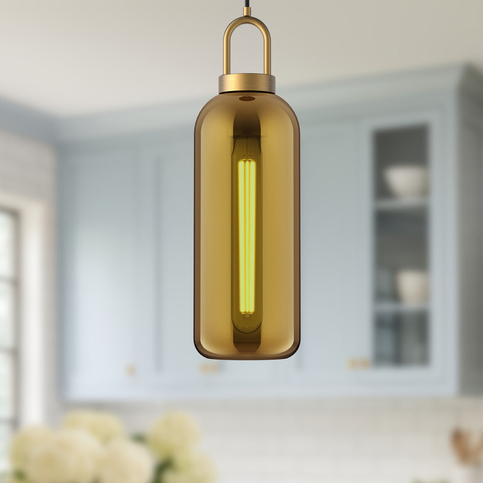 Soji 6-in Aged Gold/Copper Glass 1 Light Pendant by ALORA MOOD
