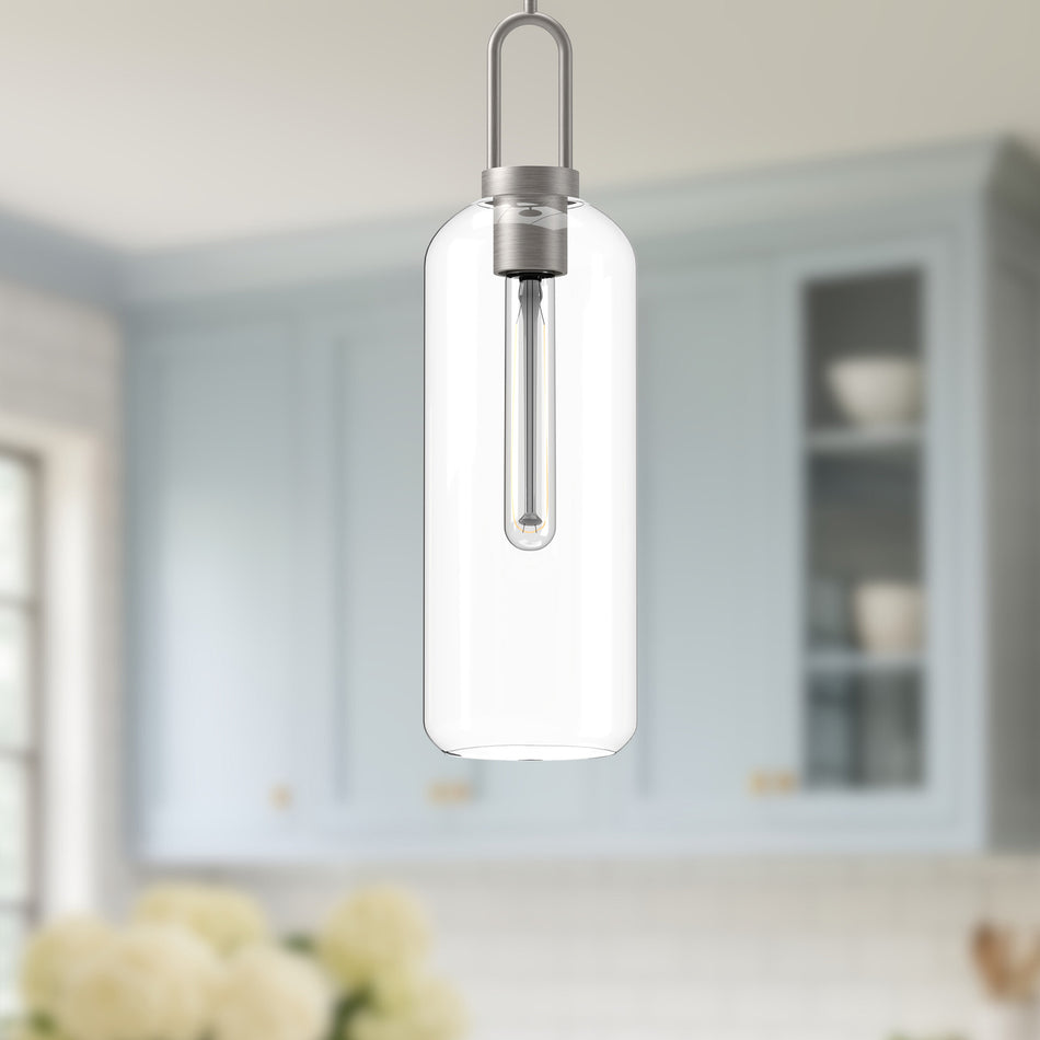 Soji 6-in Brushed Nickel/Clear Glass 1 Light Pendant by ALORA MOOD