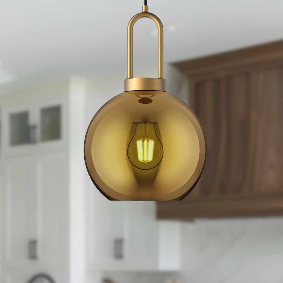 Soji 8-in Aged Gold/Copper Glass 1 Light Pendant by ALORA MOOD