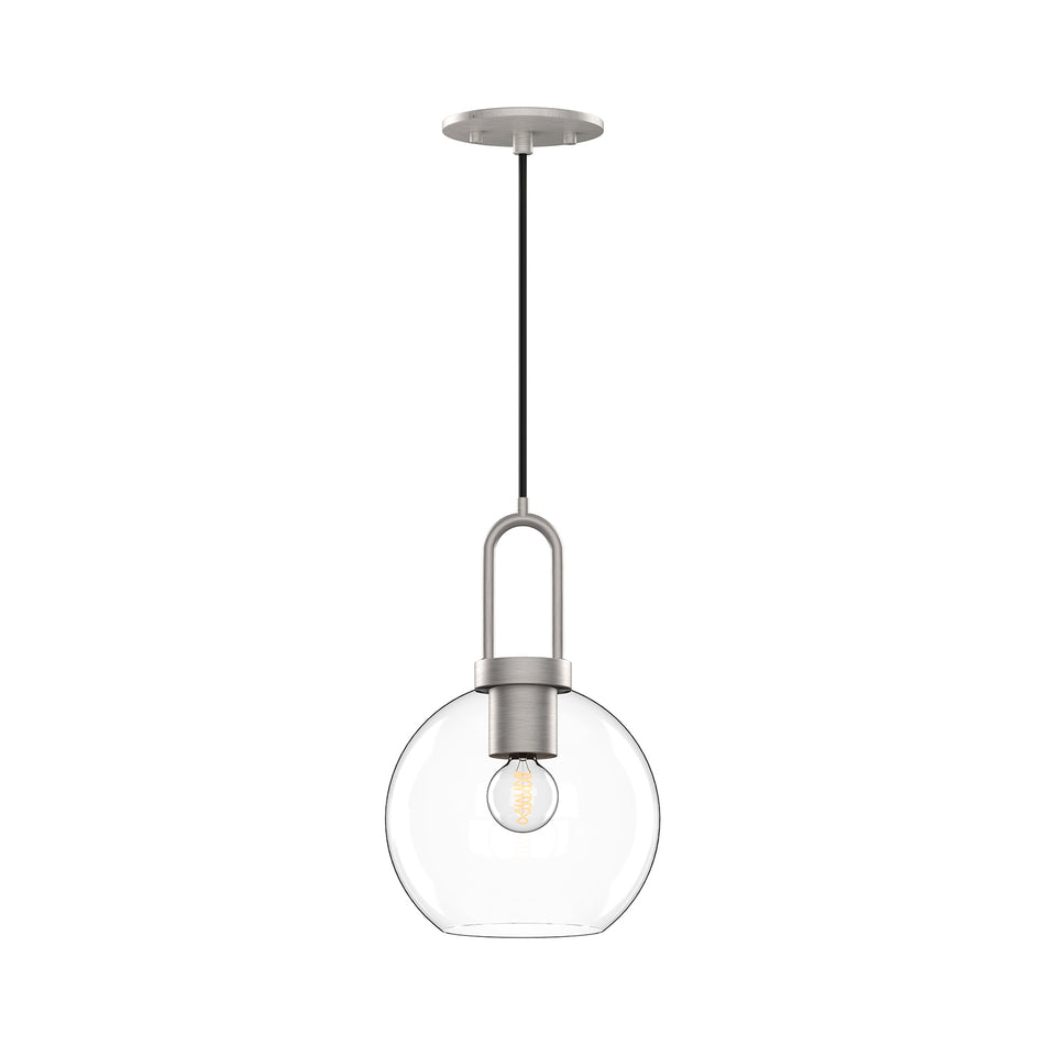 Soji 8-in Brushed Nickel/Clear Glass 1 Light Pendant