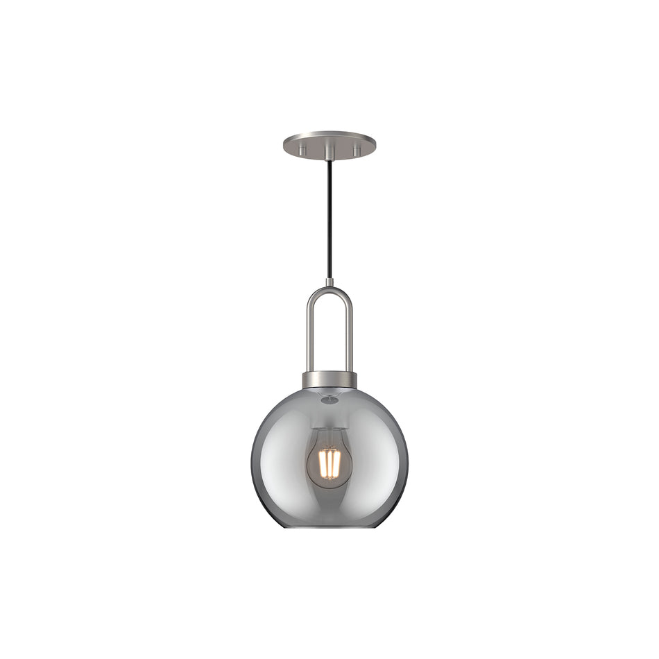 Soji 8-in Brushed Nickel/Smoked Solid Glass 1 Light Pendant