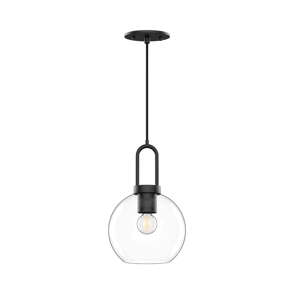 Soji 8-in Clear Glass/Matte Black 1 Light Pendant