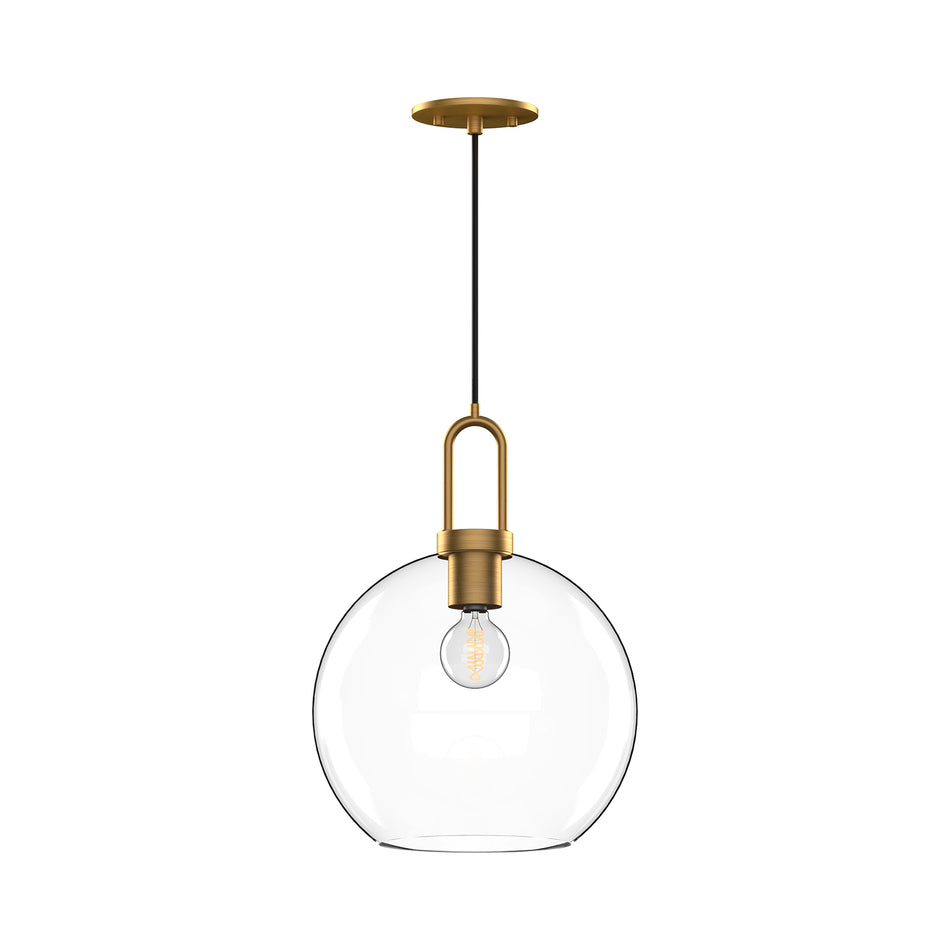 Soji 10-in Aged Gold/Clear Glass 1 Light Pendant