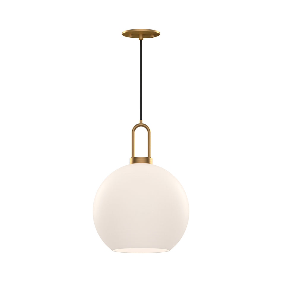 Soji 10-in Aged Gold/Opal Matte Glass 1 Light Pendant
