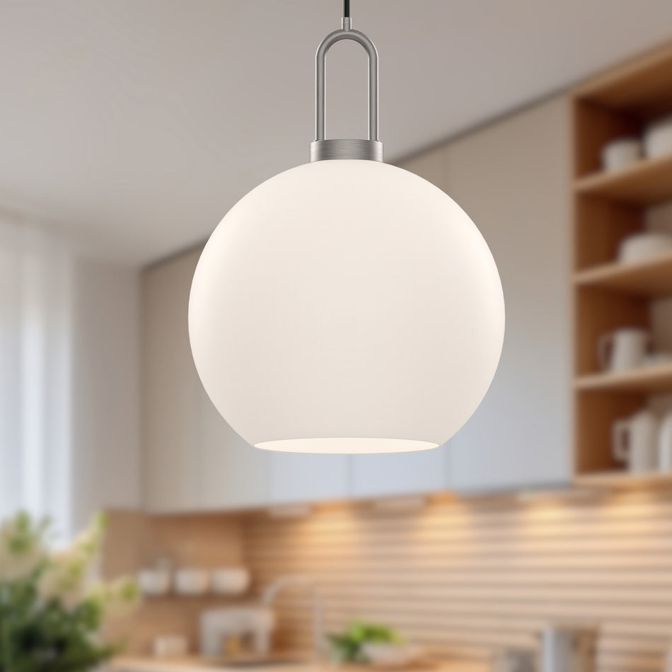 Soji 10-in Brushed Nickel/Opal Matte Glass 1 Light Pendant by ALORA MOOD