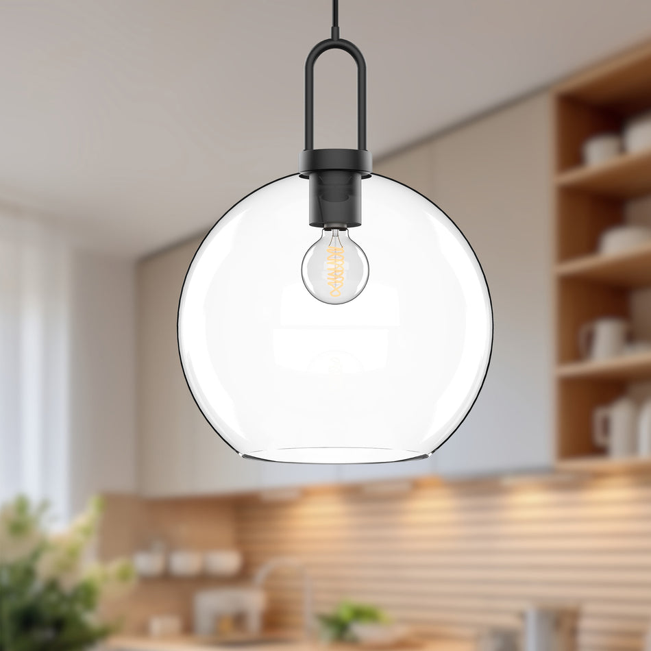 Soji 10-in Clear Glass/Matte Black 1 Light Pendant by ALORA MOOD