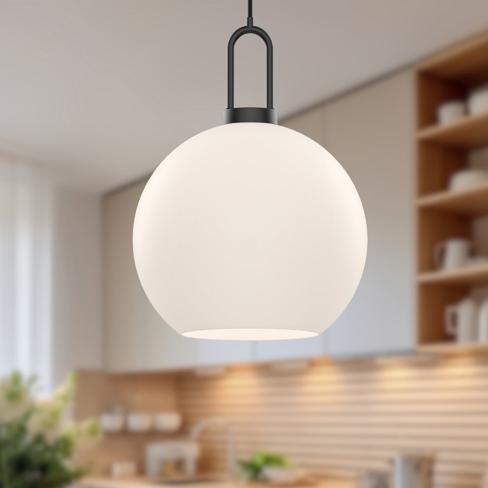 Soji 10-in Matte Black/Opal Matte Glass 1 Light Pendant by ALORA MOOD