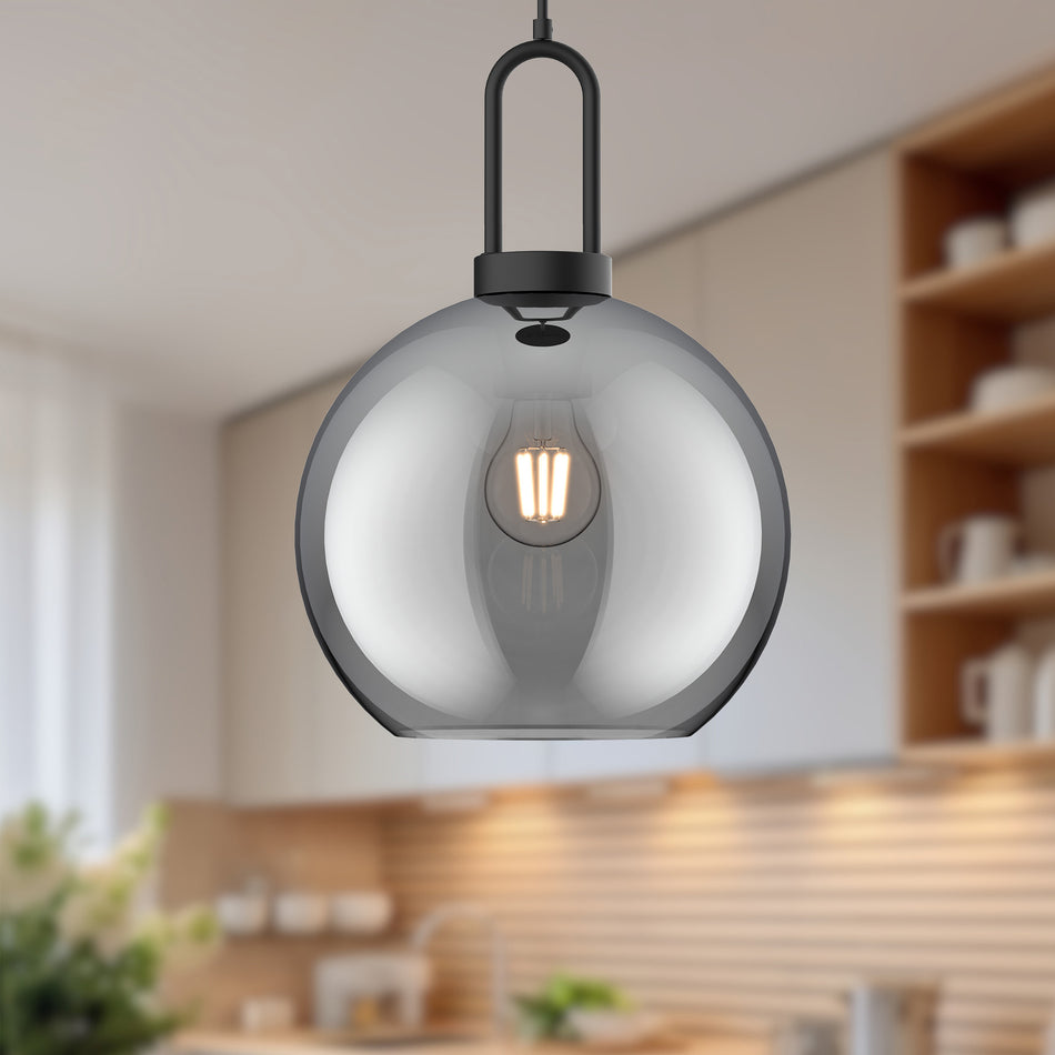 Soji 10-in Matte Black/Smoked Solid Glass 1 Light Pendant by ALORA MOOD