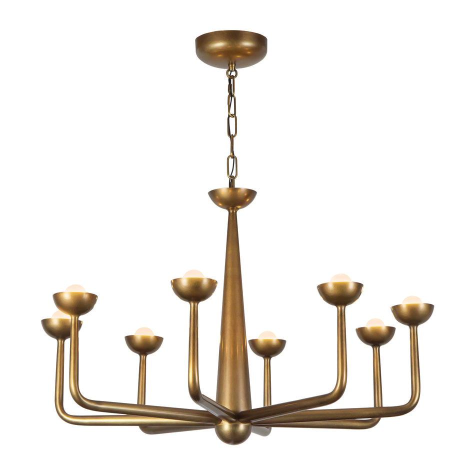 Spade 30-in Brass dimmable LED Chandelier