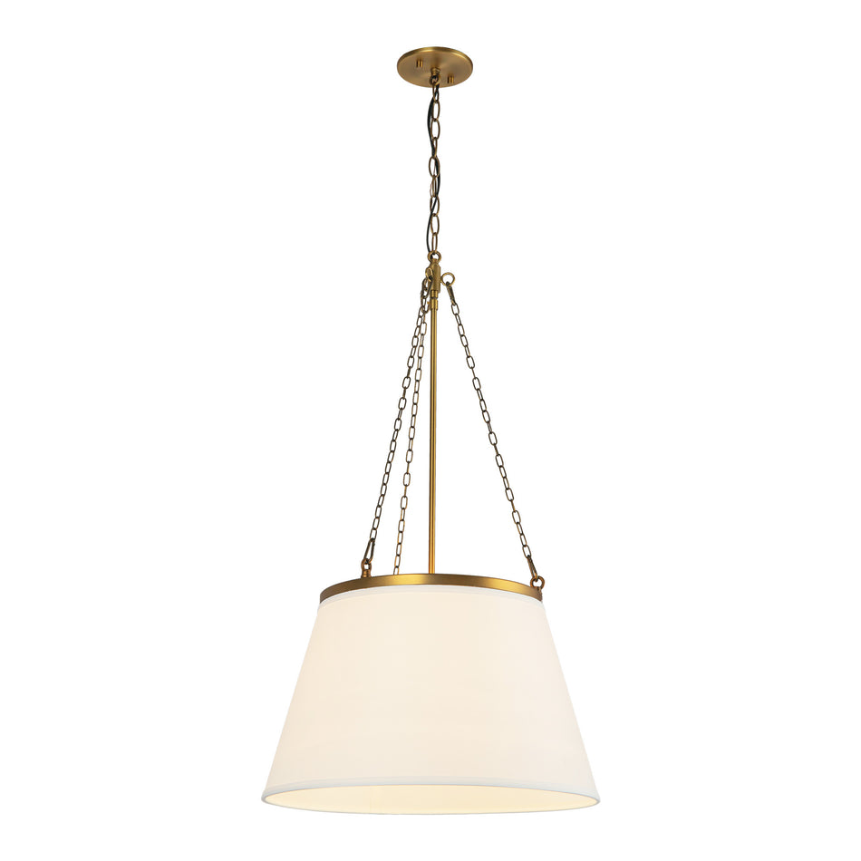 Speakeasy 18-in Aged Gold/White Linen 1 Light Pendant by ALORA MOOD