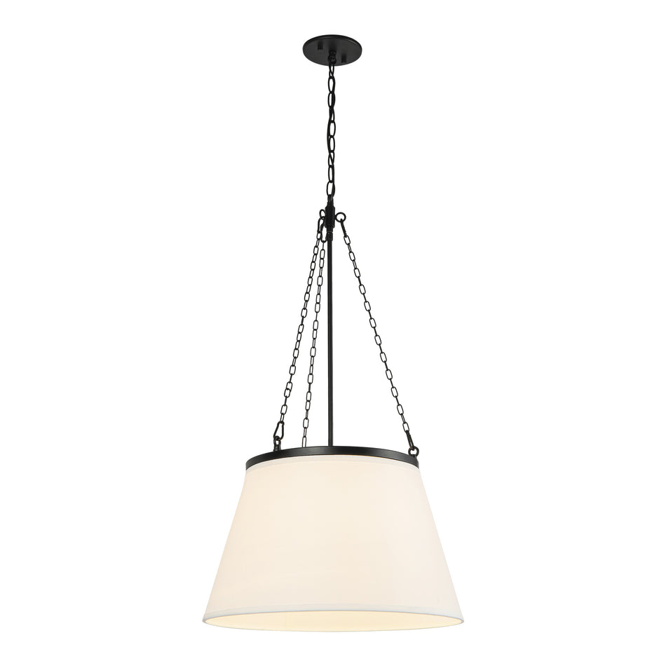 Speakeasy 18-in Matte Black/White Linen 1 Light Pendant by ALORA MOOD