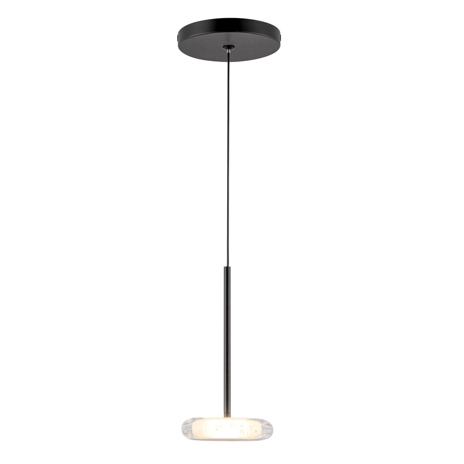 Stephord 4-in Black/Clear Glass LED Pendant by KUZCO