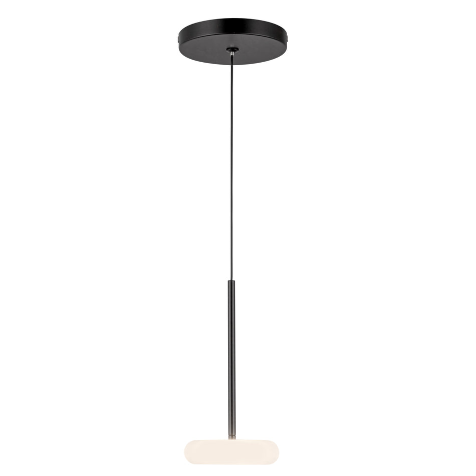 Stephord 4-in Black/Frosted Glass LED Pendant by KUZCO