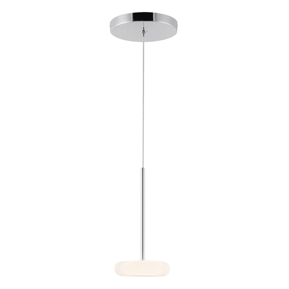 Stephord 4-in Chrome/Frosted Glass LED Pendant by KUZCO