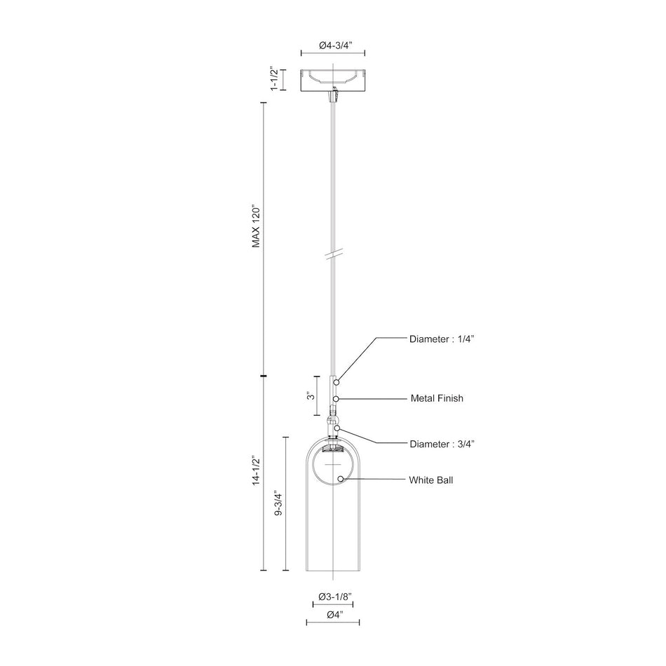 Stylo 4-in Brushed Nickel LED Pendant by KUZCO