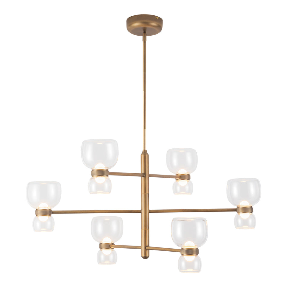 Sutton 36-in Brass dimmable LED Chandelier