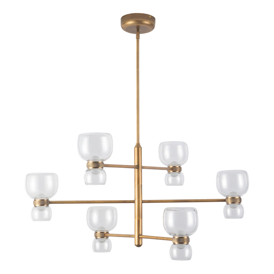 Sutton 36-in Brass dimmable LED Chandelier