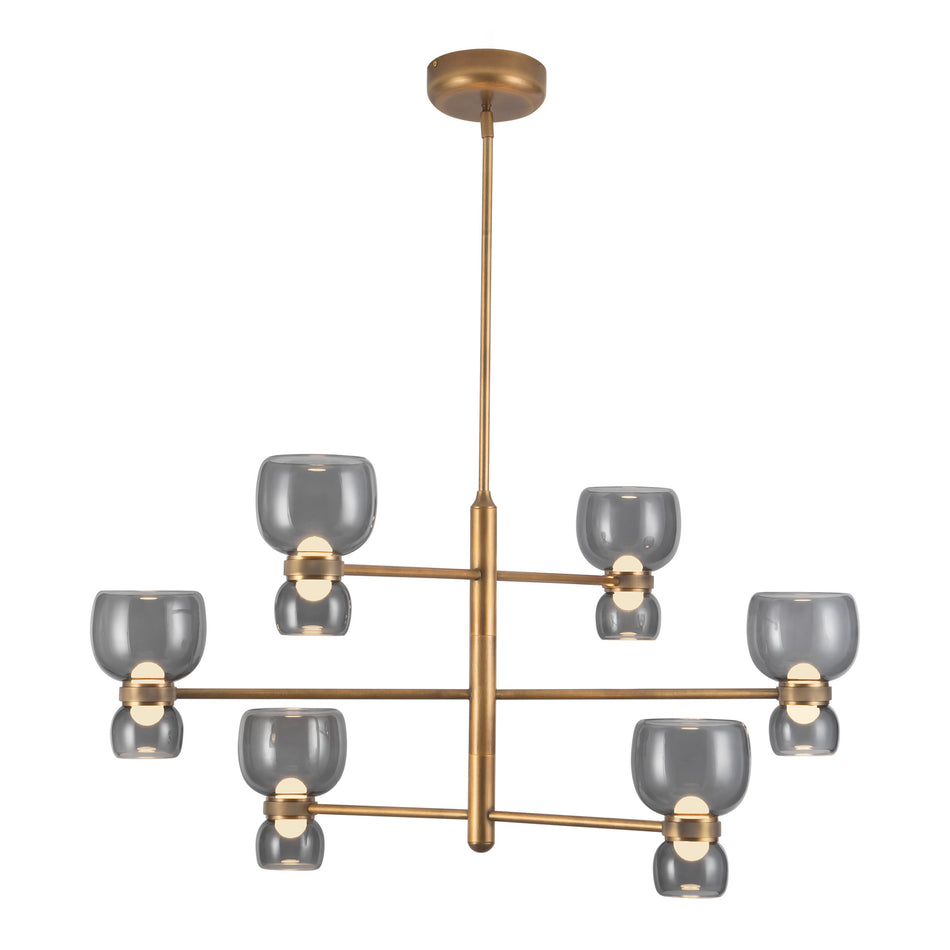 Sutton 36-in Brass dimmable LED Chandelier