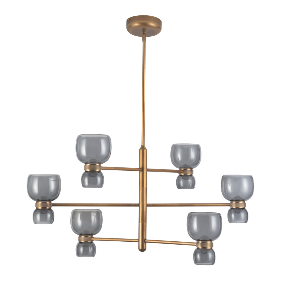 Sutton 36-in Brass dimmable LED Chandelier