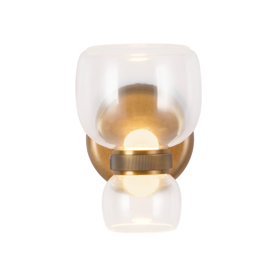 Sutton 8-in Brass dimmable LED Bathroom Vanity Light