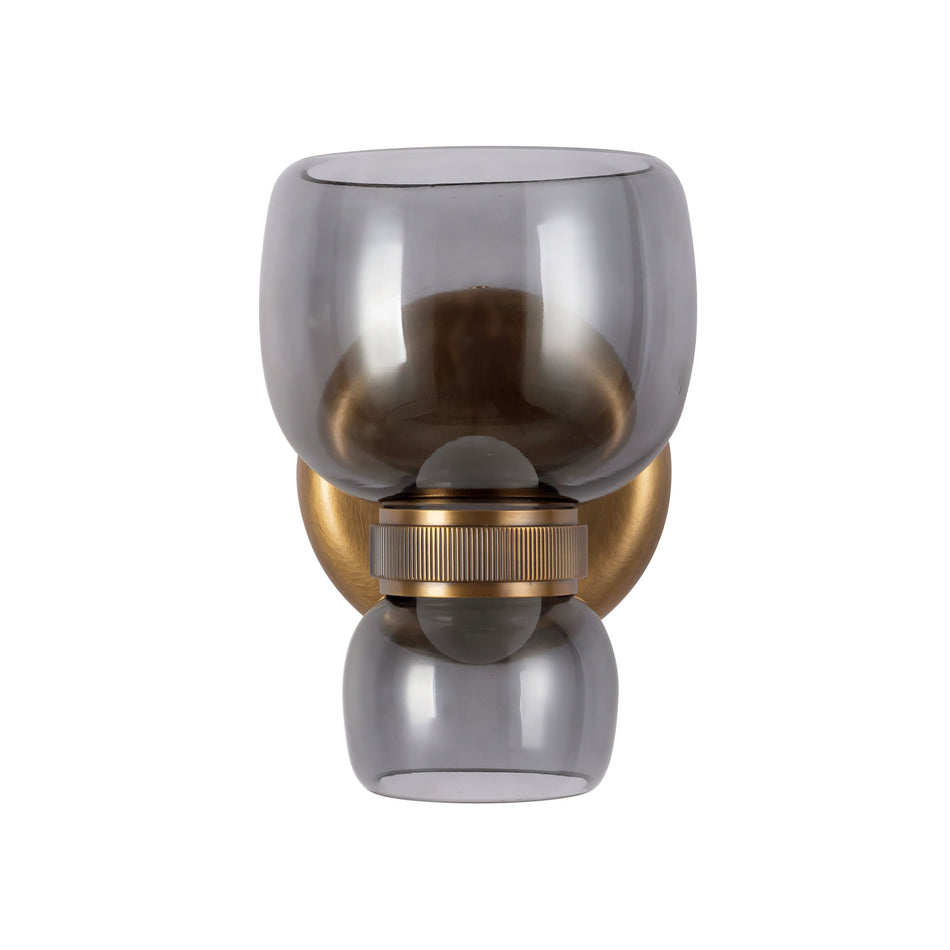 Sutton 8-in Brass dimmable LED Bathroom Vanity Light