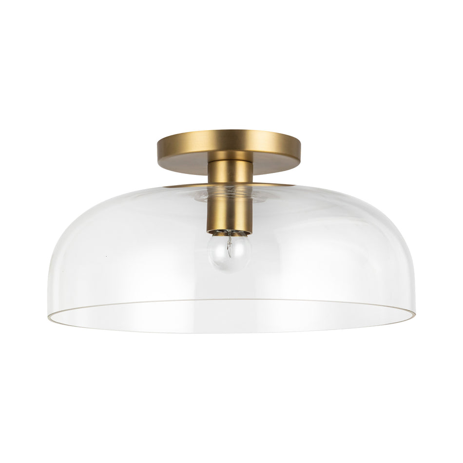 Sylvia 12-in Brushed Gold/Clear Glass 1 Light Semi-Flush by ALORA MOOD