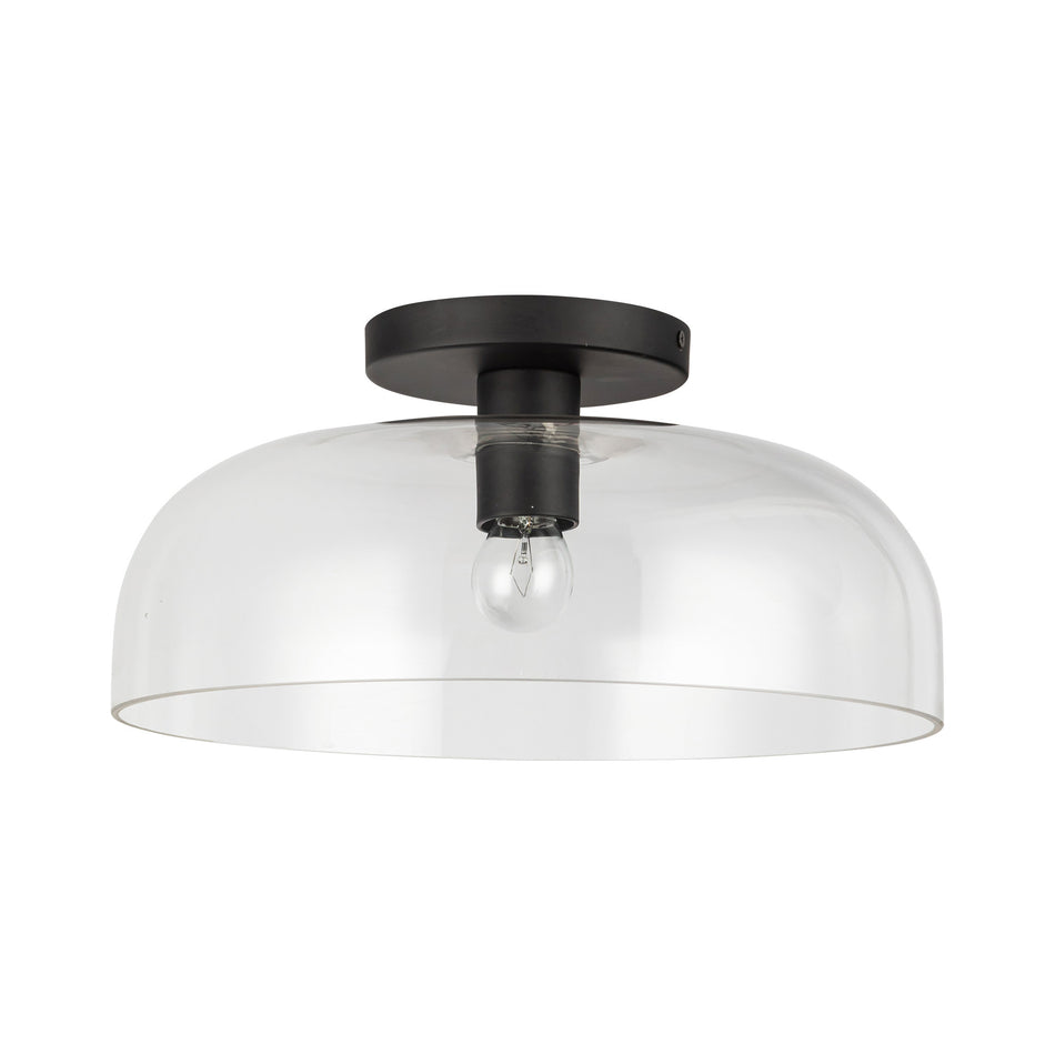 Sylvia 12-in Matte Black/Clear Glass 1 Light Semi-Flush by ALORA MOOD