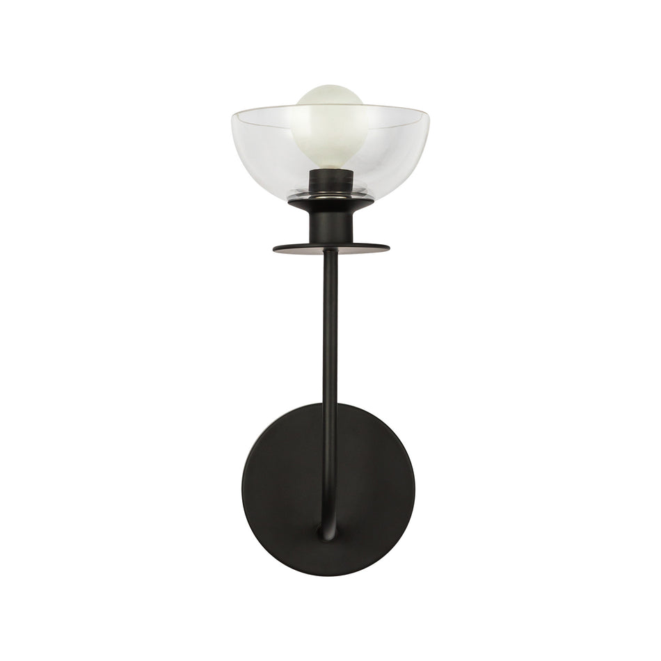 Sylvia 5-in Matte Black/Clear Glass 1 Light Wall Vanity by ALORA MOOD