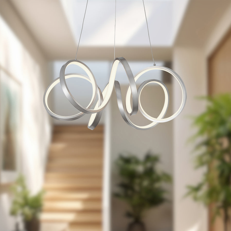 Synergy 24-in Antique Silver LED Chandeliers by KUZCO