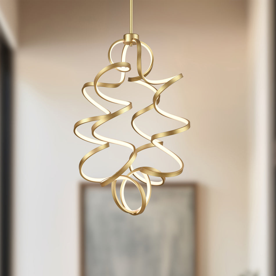 Synergy 34-in Antique Brass LED Chandeliers by KUZCO