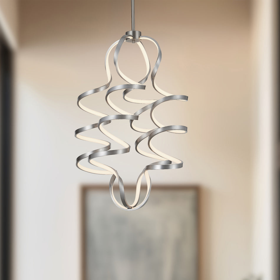 Synergy 34-in Antique Silver LED Chandeliers by KUZCO