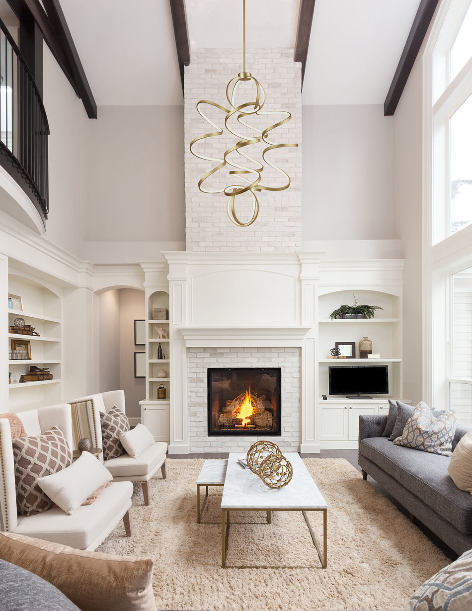 Synergy 41-in Antique Brass LED Chandeliers by KUZCO