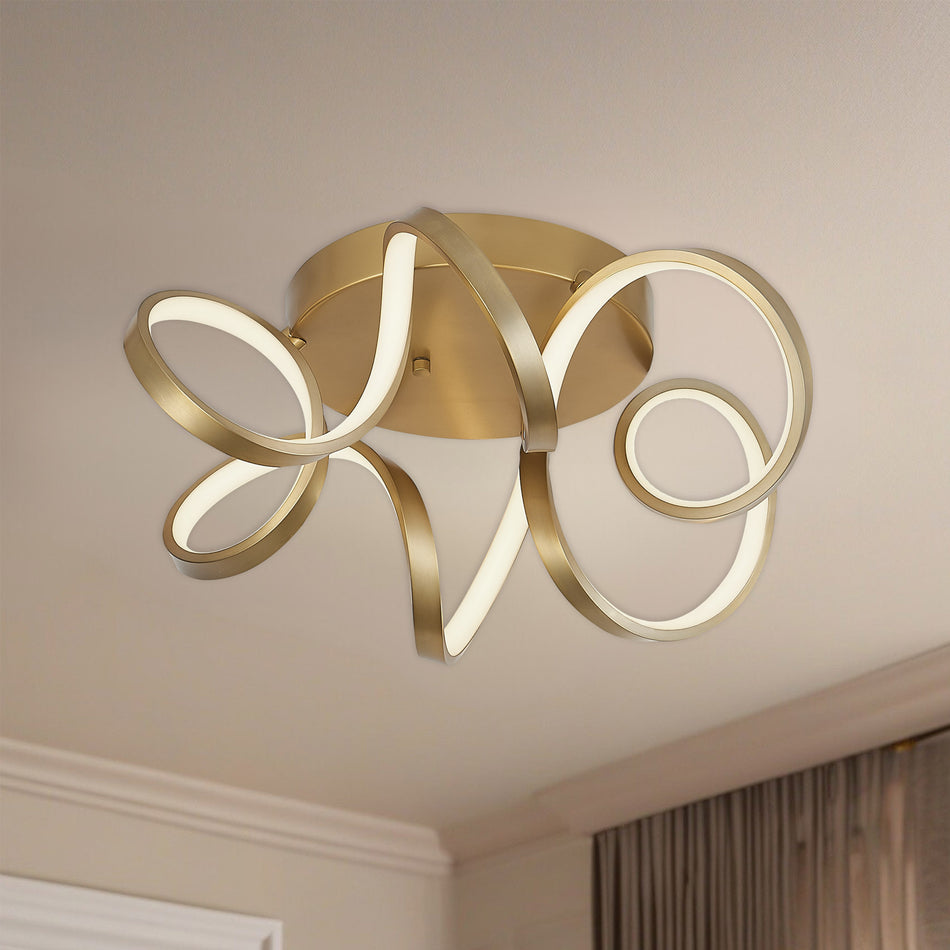 Synergy 20-in Antique Brass LED Flush Mount by KUZCO