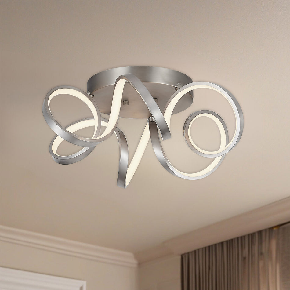 Synergy 20-in Antique Silver LED Flush Mount by KUZCO