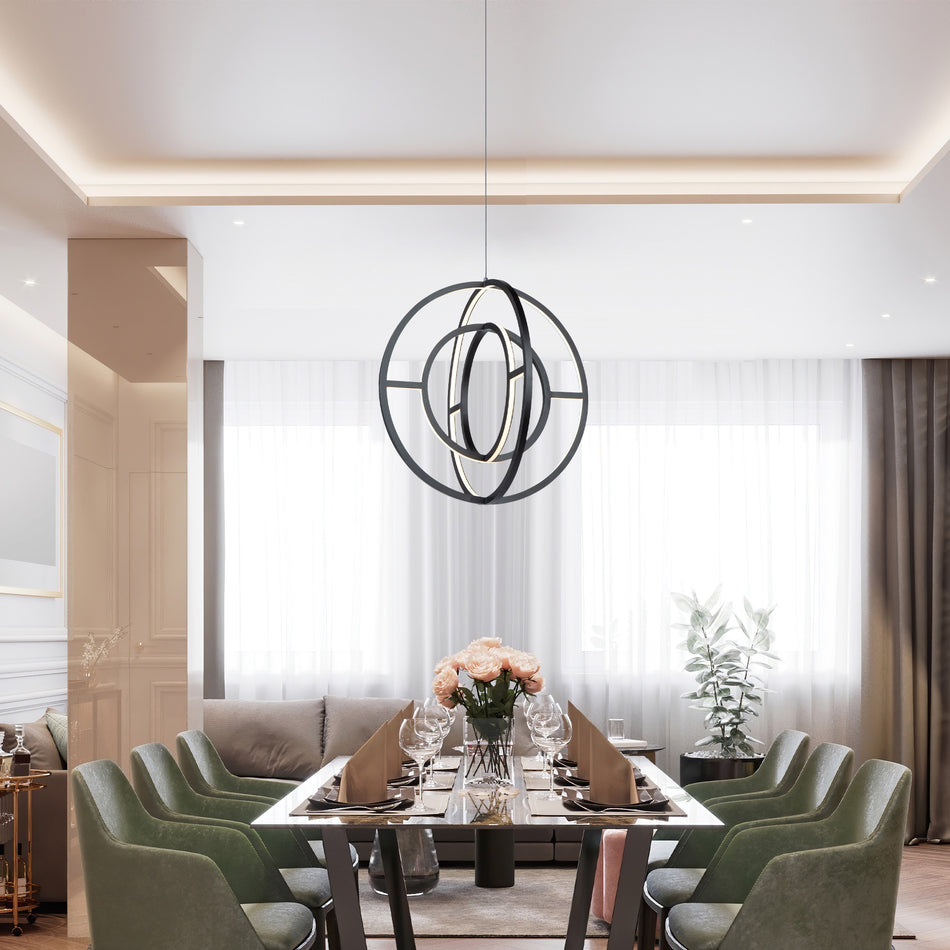 Celestial 35W LED Orb Chandelier in Matte Black