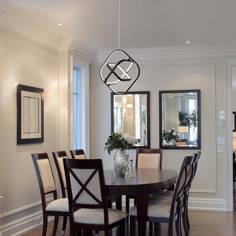 Sienna 30W LED Square Pendant in Semi Gloss Black