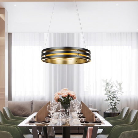 Toledo Collection 1-Light 25.5" Chandelier Black and Brushed Brass