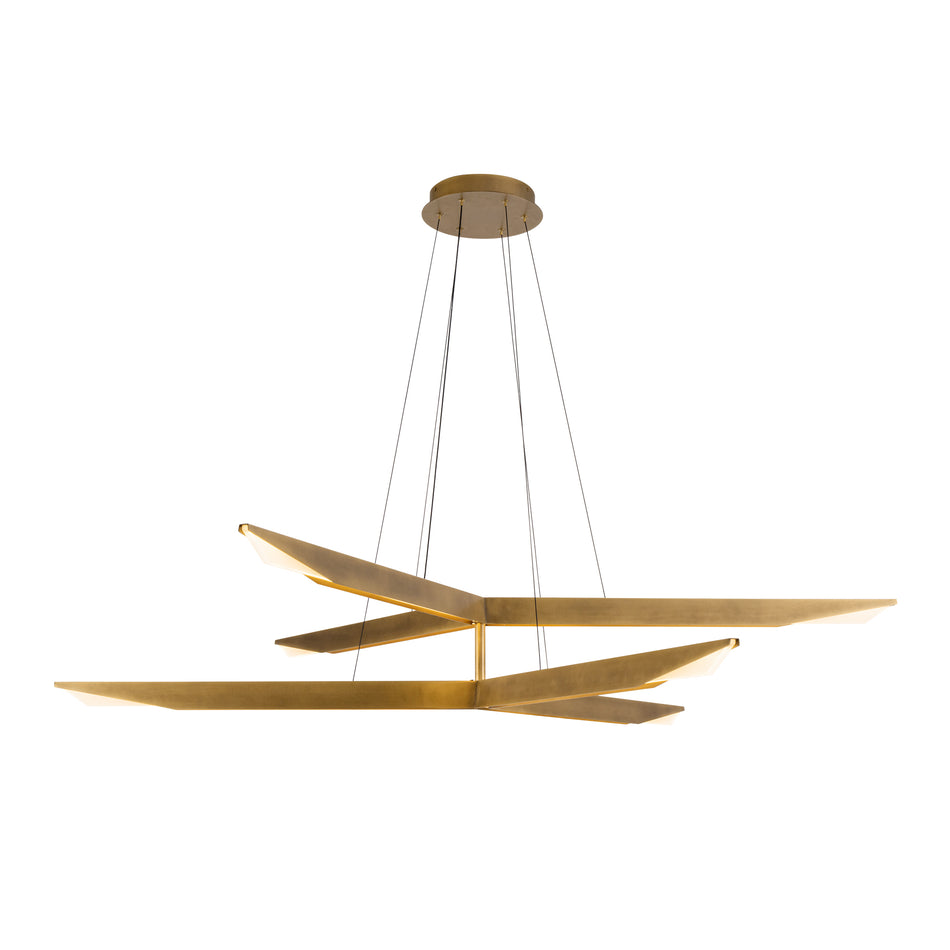 Tachi 42-in Vintage Brass LED Chandelier by KUZCO