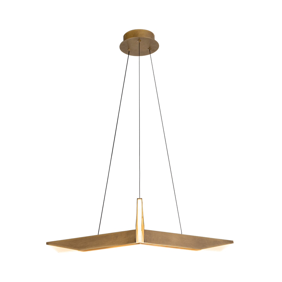 Tachi 31-in Vintage Brass LED Pendant by KUZCO