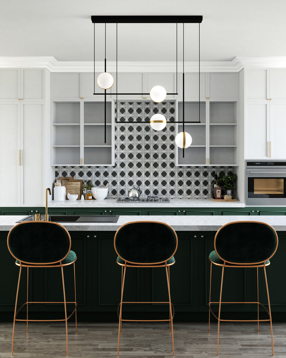 Tagliato 40-in Matte Black/Brushed Gold LED Linear Pendant by ALORA