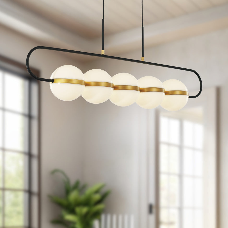Tagliato 5 Head Matte Black/Brushed Gold LED Linear Pendant by ALORA