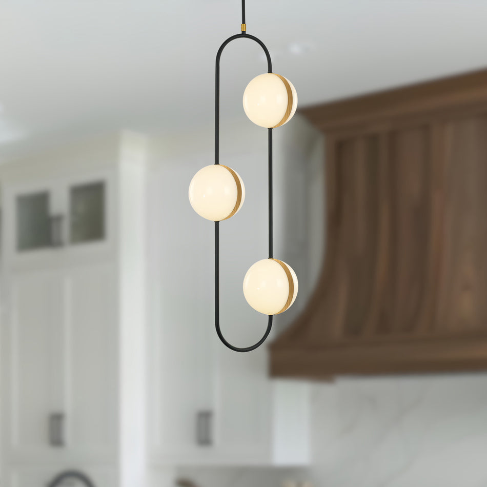 Tagliato 3 Head Matte Black/Brushed Gold LED Pendant by ALORA