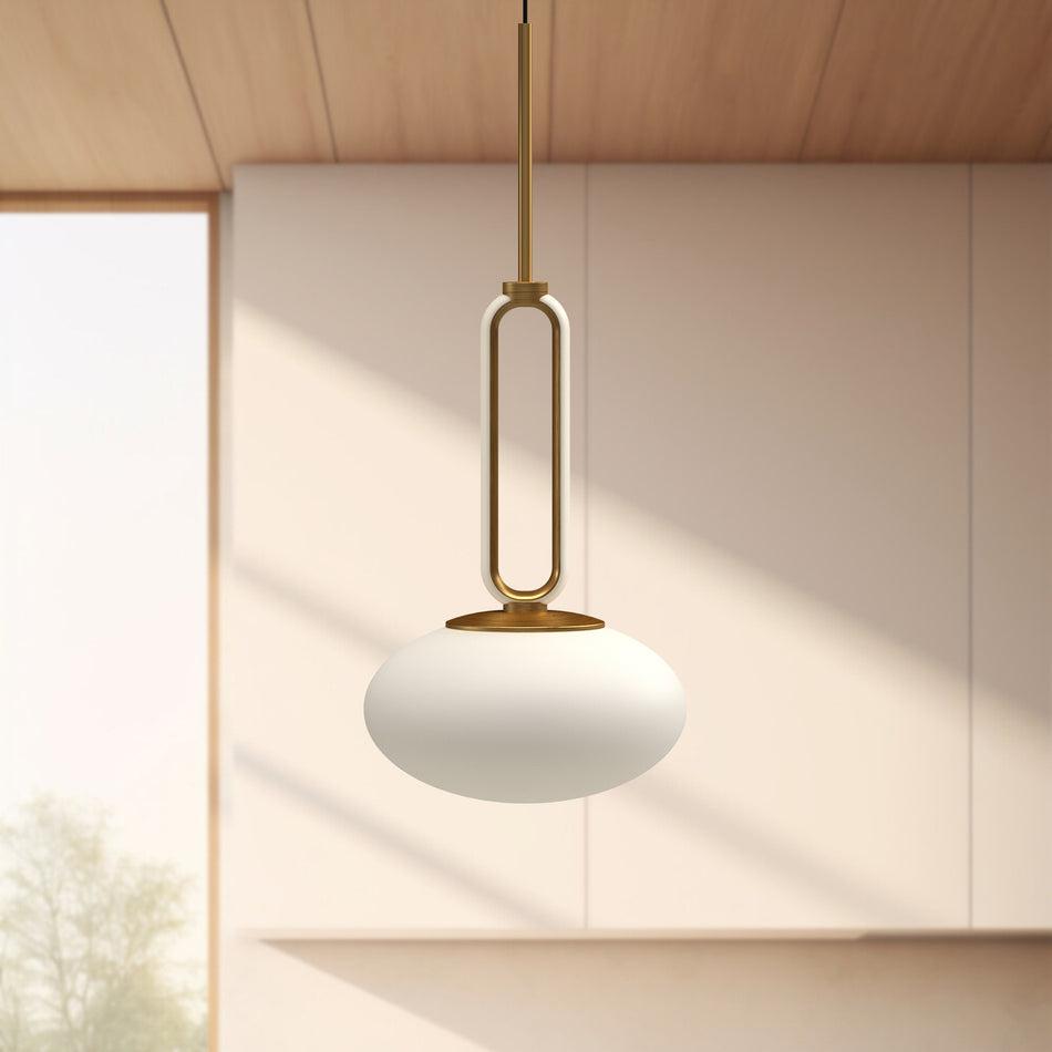 Tavira 6-in Brushed Gold LED Pendant by KUZCO